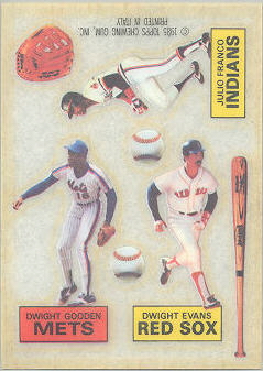 1985 Topps Rub Downs Baseball Cards